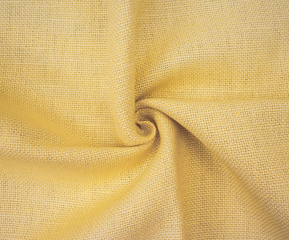 Yellow Moygashel Solid Woven Irish Linen Home Decorating Fabric - Image 2