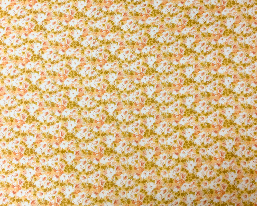 Yellow-Multi Poly Floral Print Crinkle Yoryu Chiffon Woven Fabric - Image 3