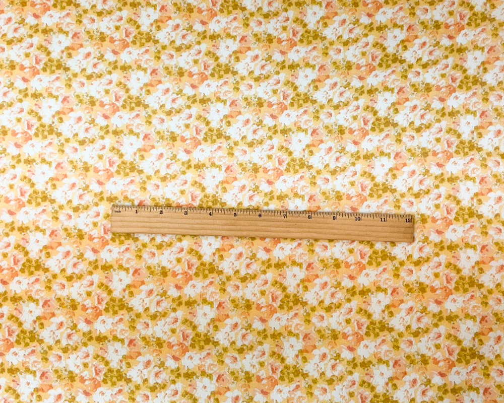 Yellow-Multi Poly Floral Print Crinkle Yoryu Chiffon Woven Fabric - Image 4