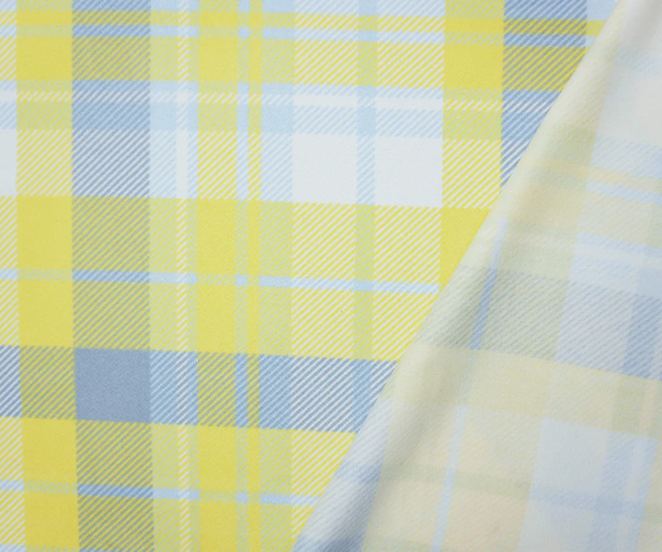 Yellow-Multi Poly Plaid Print Liverpool Double Knit Fabric - Image 2