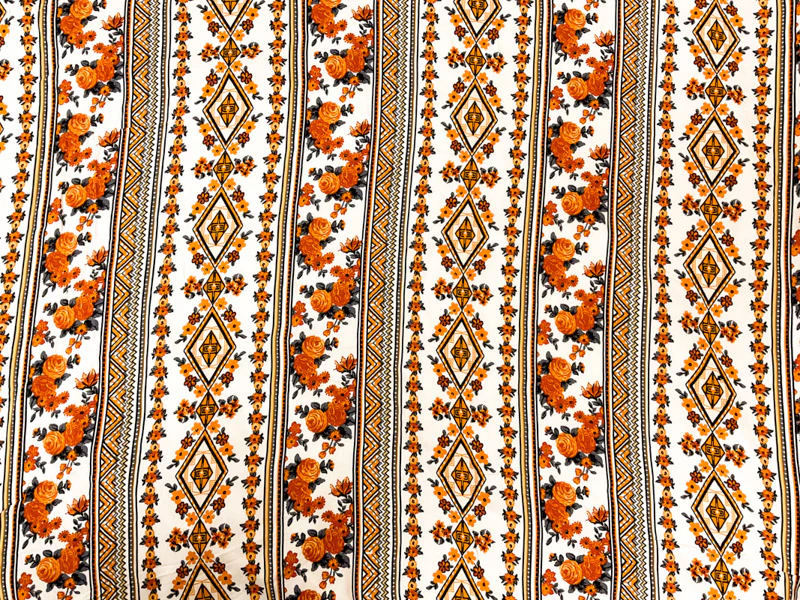 Yellow-Multi Rayon Floral Aztec Printed Challis Woven Fabric - Image 3