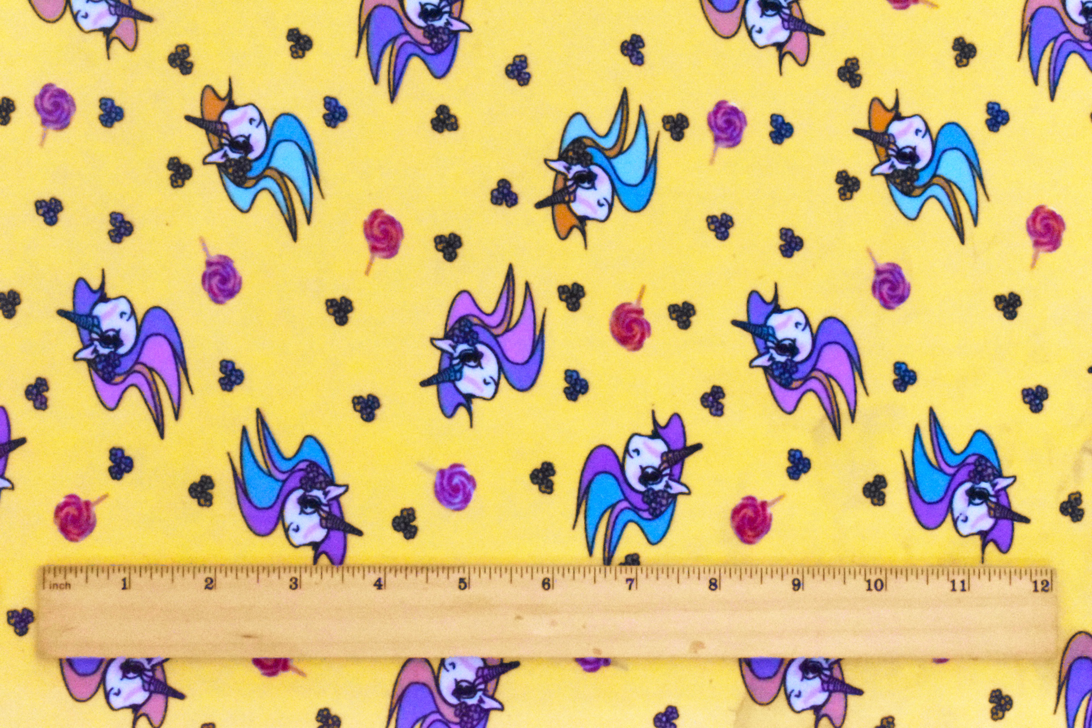 Yellow-Multi Unicorn Printed Stretch Double Brush Jersey Knit Fabric - Image 4