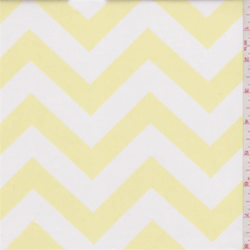 Zig Zag Soft Yellow Poplin Fabric